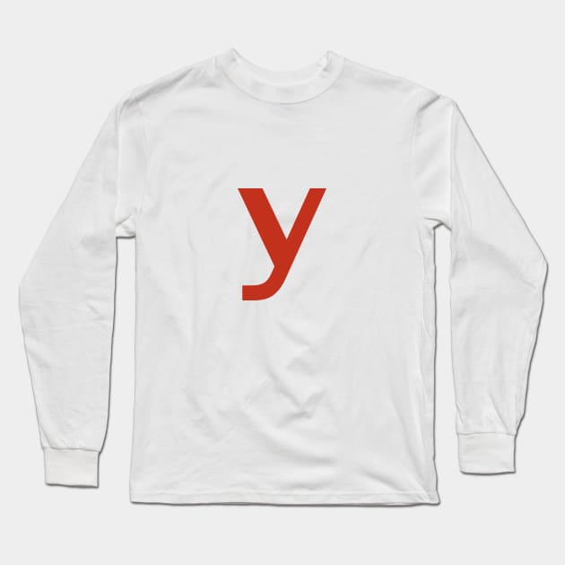 Letter y in Red Text Minimal Typography Long Sleeve T-Shirt by ellenhenryart